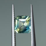 1.53CT RADIANT CUT MADAGASCAR SAPPHIRE, PARTI TEAL GREEN YELLOW, 6.28X5.92X3.89MM