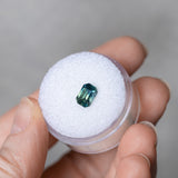 1.54CT EMERALD CUT MADAGASCAR SAPPHIRE, DEEP TEAL PARTI, 6.74X4.88X4.18MM