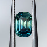1.54CT EMERALD CUT MADAGASCAR SAPPHIRE, DEEP TEAL PARTI, 6.74X4.88X4.18MM