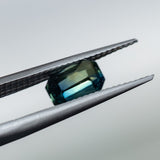 1.54CT EMERALD CUT MADAGASCAR SAPPHIRE, DEEP TEAL PARTI, 6.74X4.88X4.18MM