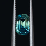 1.54CT EMERALD CUT MADAGASCAR SAPPHIRE, DEEP TEAL PARTI, 6.74X4.88X4.18MM