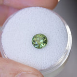 1.34CT PRECISION CUT ROUND BRILLIANT MADAGASCAR SAPPHIRE, EMERALD GREEN, 6.49X4.36MM