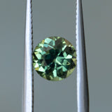 1.34CT PRECISION CUT ROUND BRILLIANT MADAGASCAR SAPPHIRE, EMERALD GREEN, 6.49X4.36MM