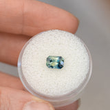 1.27CT RADIANT CUT MADAGASCAR SAPPHIRE, PARTI TEAL GREEN YELLOW, 6.74X4.42X3.86MM