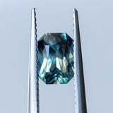 1.27CT RADIANT CUT MADAGASCAR SAPPHIRE, PARTI TEAL GREEN YELLOW, 6.74X4.42X3.86MM