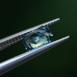 1.27CT RADIANT CUT MADAGASCAR SAPPHIRE, PARTI TEAL GREEN YELLOW, 6.74X4.42X3.86MM