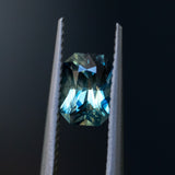 1.27CT RADIANT CUT MADAGASCAR SAPPHIRE, PARTI TEAL GREEN YELLOW, 6.74X4.42X3.86MM