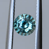 0.77CT ROUND MADAGASCAR SAPPHIRE, BRIGHT SKY BLUE WITH TEAL, 5.05X3.77MM