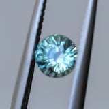 0.77CT ROUND MADAGASCAR SAPPHIRE, BRIGHT SKY BLUE WITH TEAL, 5.05X3.77MM