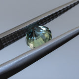 0.77CT ROUND MADAGASCAR SAPPHIRE, BRIGHT SKY BLUE WITH TEAL, 5.05X3.77MM