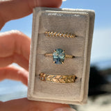 2.13ct Untreated Blue Madagascar Sapphire Vine Cathedral Four Prong Ring in 14k Yellow Gold