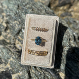 2.13ct Untreated Blue Madagascar Sapphire Vine Cathedral Four Prong Ring in 14k Yellow Gold