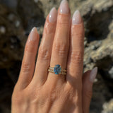 2.13ct Untreated Blue Madagascar Sapphire Vine Cathedral Four Prong Ring in 14k Yellow Gold