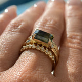3.27ct Emerald Cut Parti Sapphire and Diamond Low Profile East-West Ring in 14k Yellow Gold