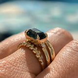 3.27ct Emerald Cut Parti Sapphire and Diamond Low Profile East-West Ring in 14k Yellow Gold