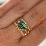 3.27ct Emerald Cut Parti Sapphire and Diamond Low Profile East-West Ring in 14k Yellow Gold