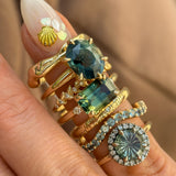 3.27ct Emerald Cut Parti Sapphire and Diamond Low Profile East-West Ring in 14k Yellow Gold