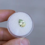 2.22CT PRECISION CUT PEAR MONTANA SAPPHIRE, LIGHT SPRING AND SEAFOAM GREEN, 10.24X7.31X4.61MM