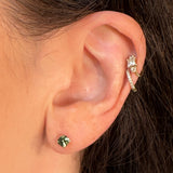 4mm Round and Cushion Cut African Sapphire Stud Earrings in 14k Yellow Gold