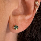 4mm Round and Cushion Cut African Sapphire Stud Earrings in 14k Yellow Gold