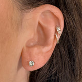 4mm Round and Cushion Cut African Sapphire Stud Earrings in 14k Yellow Gold