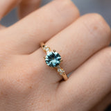 1.31ct Round Teal Blue Montana Sapphire and Diamond Starry Night Low Profile Solitaire in 14k Yellow Gold