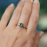 1.31ct Round Teal Blue Montana Sapphire and Diamond Starry Night Low Profile Solitaire in 14k Yellow Gold
