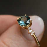1.31ct Round Teal Blue Montana Sapphire and Diamond Starry Night Low Profile Solitaire in 14k Yellow Gold