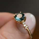 1.31ct Round Teal Blue Montana Sapphire and Diamond Starry Night Low Profile Solitaire in 14k Yellow Gold