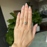 2.01ct Untreated Opalescent Oval Sapphire Low Profile Bezel Solitaire Ring with Pavé Set Diamonds in 14k Yellow Gold