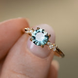 1.31ct Round Teal Blue Montana Sapphire and Diamond Starry Night Low Profile Solitaire in 14k Yellow Gold