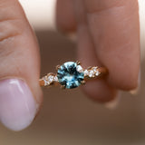 1.31ct Round Teal Blue Montana Sapphire and Diamond Starry Night Low Profile Solitaire in 14k Yellow Gold