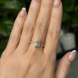 2.01ct Untreated Opalescent Oval Sapphire Low Profile Bezel Solitaire Ring with Pavé Set Diamonds in 14k Yellow Gold