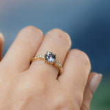 1.36ct Lavender Purple-Blue Montana Sapphire and Diamond Starry Night Low Profile Solitaire in 14k Yellow Gold