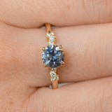 1.36ct Lavender Purple-Blue Montana Sapphire and Diamond Starry Night Low Profile Solitaire in 14k Yellow Gold