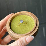 2.01ct Untreated Opalescent Oval Sapphire Low Profile Bezel Solitaire Ring with Pavé Set Diamonds in 14k Yellow Gold