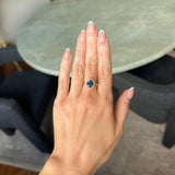 2.35ct Oval Parti Blue Untreated Nigerian Sapphire Antique-Style Diamond Halo Ring in 14k Yellow Gold