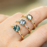 1.31ct Round Teal Blue Montana Sapphire and Diamond Starry Night Low Profile Solitaire in 14k Yellow Gold