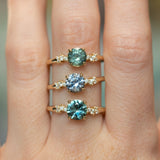 1.31ct Round Teal Blue Montana Sapphire and Diamond Starry Night Low Profile Solitaire in 14k Yellow Gold