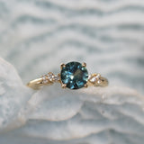 1.31ct Round Teal Blue Montana Sapphire and Diamond Starry Night Low Profile Solitaire in 14k Yellow Gold