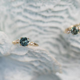 1.31ct Round Teal Blue Montana Sapphire and Diamond Starry Night Low Profile Solitaire in 14k Yellow Gold