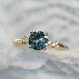 1.31ct Round Teal Blue Montana Sapphire and Diamond Starry Night Low Profile Solitaire in 14k Yellow Gold