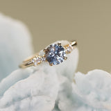 1.36ct Lavender Purple-Blue Montana Sapphire and Diamond Starry Night Low Profile Solitaire in 14k Yellow Gold