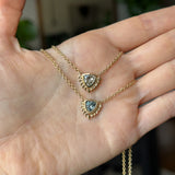 1.19ct Untreated Trillion Blue Montana Sapphire Vine Frame Necklace in 14k Yellow Gold