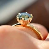 1.94ct Oval Precision Cut Untreated Blue Montana Sapphire Scallop Cup Solitaire in 14k Yellow Gold