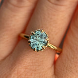 1.94ct Oval Precision Cut Untreated Blue Montana Sapphire Scallop Cup Solitaire in 14k Yellow Gold