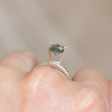 1.56CT FANCY ELONGATED PRECISION CUT CUSHION MONTANA SAPPHIRE, TEAL GREEN, 7.3X6.3X4.6MM