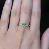 0.97ct Round Australian Parti Sapphire and Diamond Starry Night Low Profile Solitaire in 14k Yellow Gold