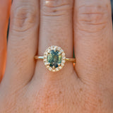 2.01ct Oval Untreated Madagascar Sapphire Six Prong Halo Stackable Ring in 14k Yellow Gold