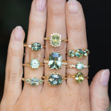 4.47ct Color Shifting Elongated Cushion Cup Sapphire Scallop Cup East-West Solitaire in 18k Yellow Gold